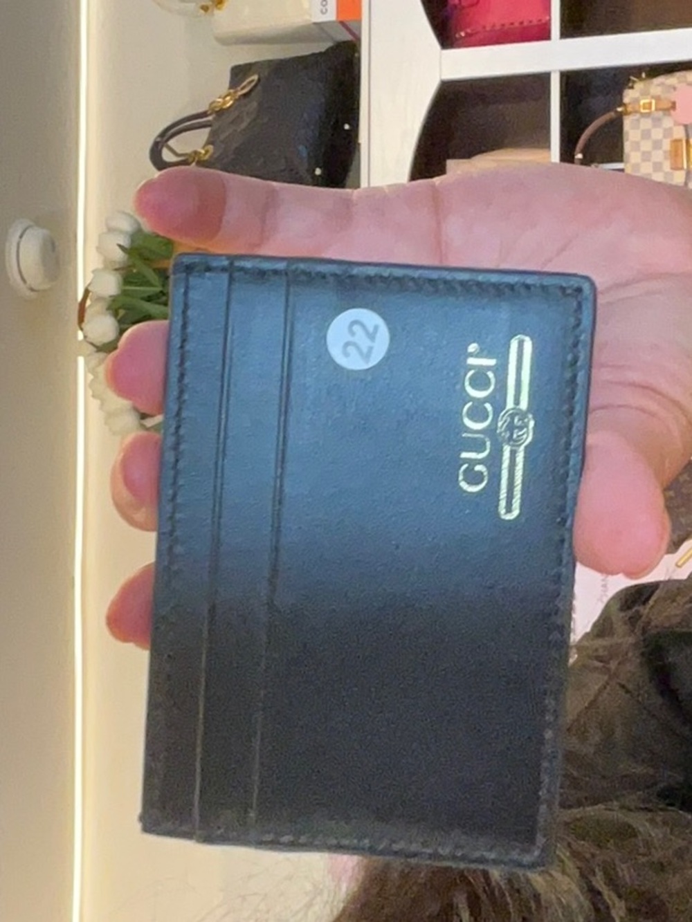 22. gucci cardholder plutone  sold as is Desc in live no cancel/returns